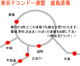 東京都テコンドー連盟　道場マップ